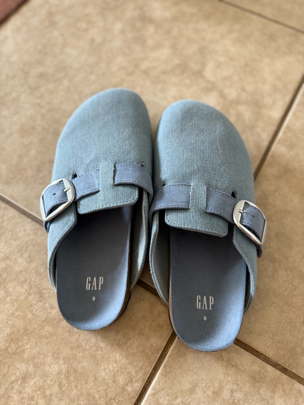 GAP Slate Blue Buckle-Accent Slip-On Mules